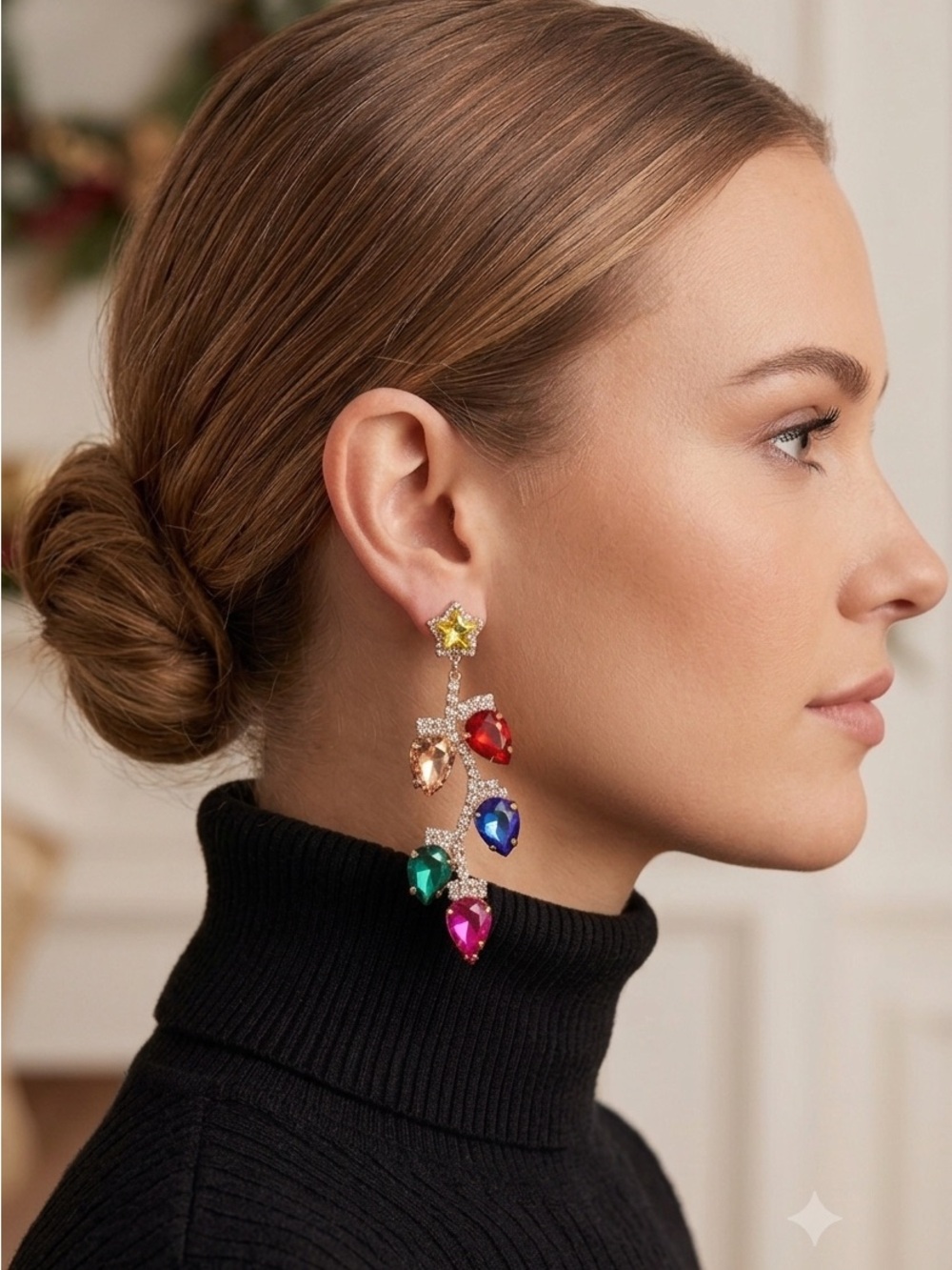 Christmas Lights Rhinestone Earrings